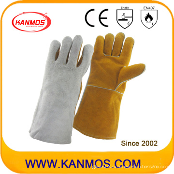 Двойной цвет натуральной кожи промышленной безопасности сварки рабочие перчатки (11124)